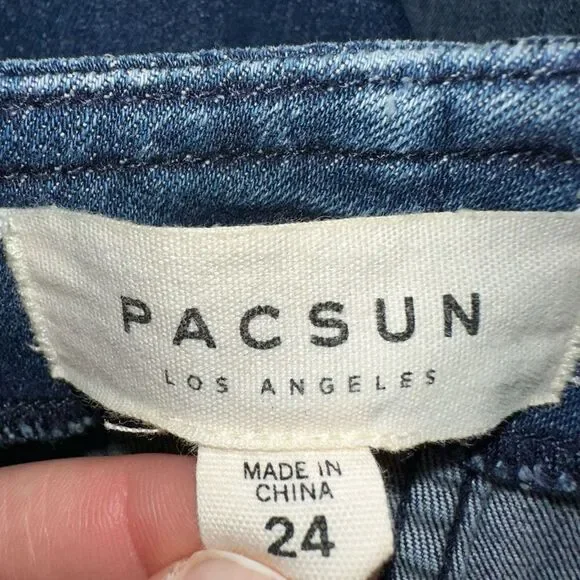 PacSun Womens (24) XS Retro Denim Patchwork Colorblocked Streetwear Mini Skirt - Picture 3 of 5